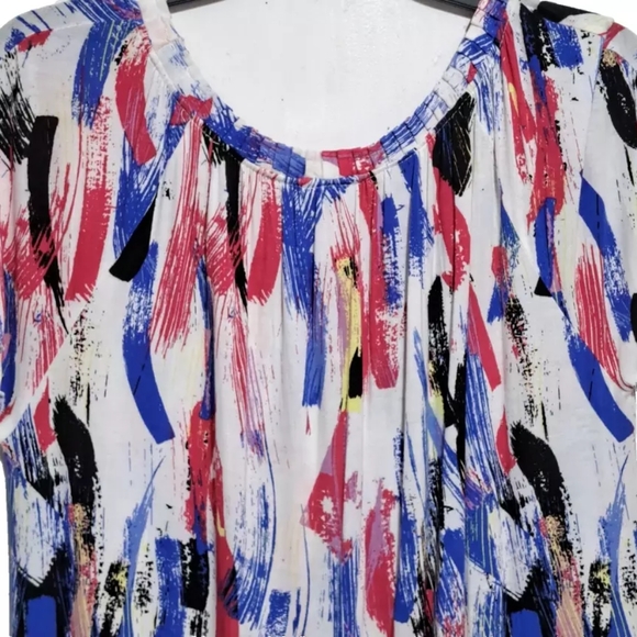 jacklin smith top wearable art short sleeve multicolor abstract print large - Picture 8 of 10